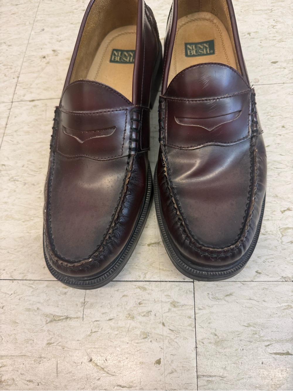 Nunn Bush Men's Dark Burgundy Penny Loafers